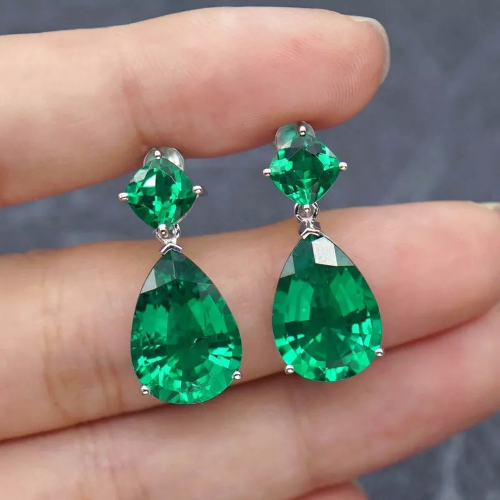 Cute Small Green Tear Drop Dangle Earrings